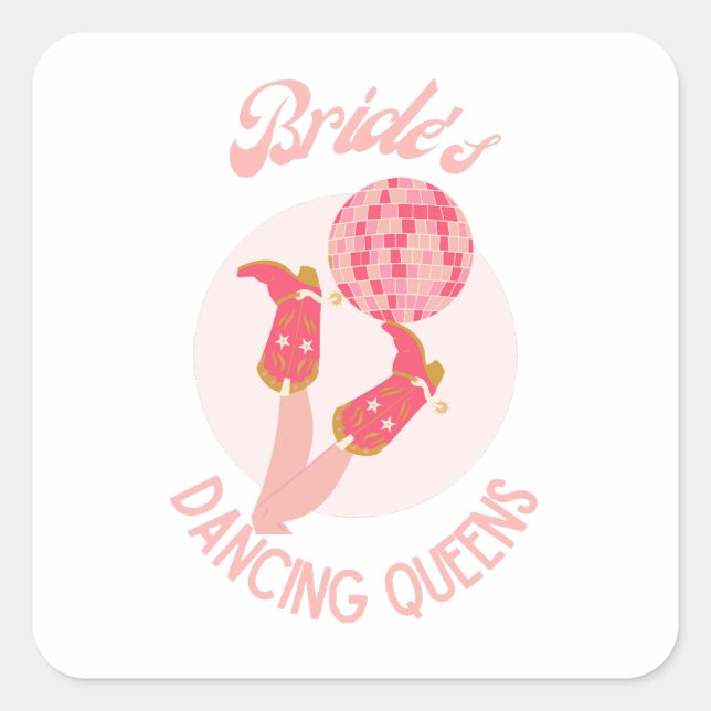 Sticker Carré Bachelorette Retro les années 70 Bride Dancing Que (Devant)