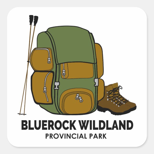 Sticker Carré Backpack du parc provincial Bluerock Wildland (Devant)