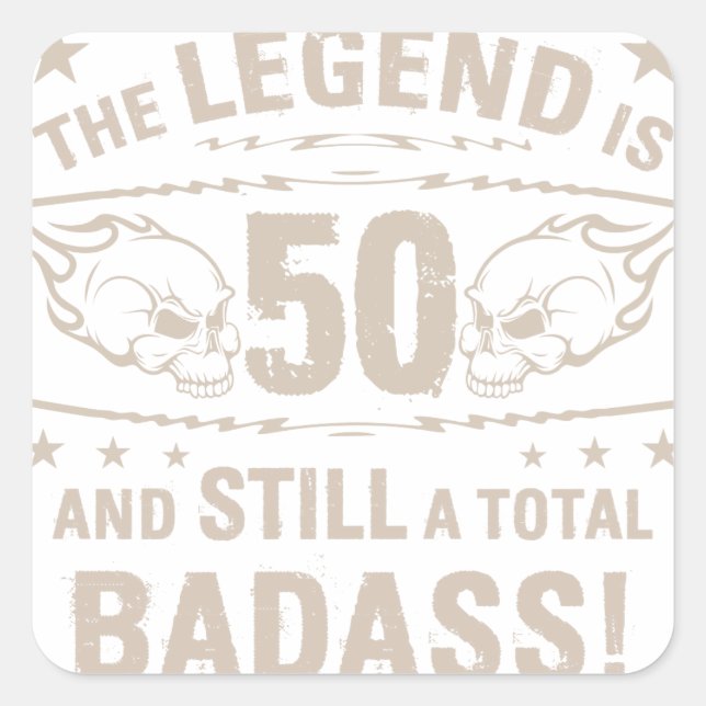 Sticker Carré Badass 50e anniversaire (Devant)
