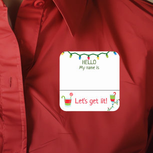 Sticker Carré Badge de décoration pour la fête de Noël aux cockt