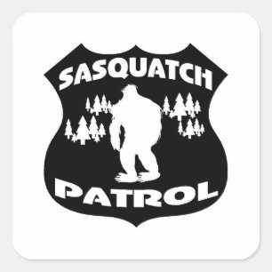 Sticker Carré Badge de la forêt de patrouille de Sasquatch