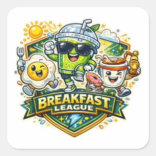 Sticker Carré Badge de la Ligue du Petit Déjeuner