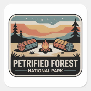 Sticker Carré Badge vintage du Parc national de la forêt pétrifi