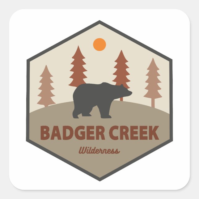 Sticker Carré Badger Creek Wilderness Oregon Bear (Devant)