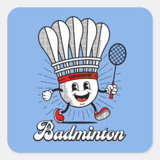 Sticker Carré Badminton Mascot Classic