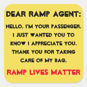 Sticker Carré Bagage "Cher Agent Rampe"