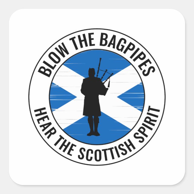 Sticker Carré Bagpipe Player Musical Bagpiper Scottish Funny (Devant)