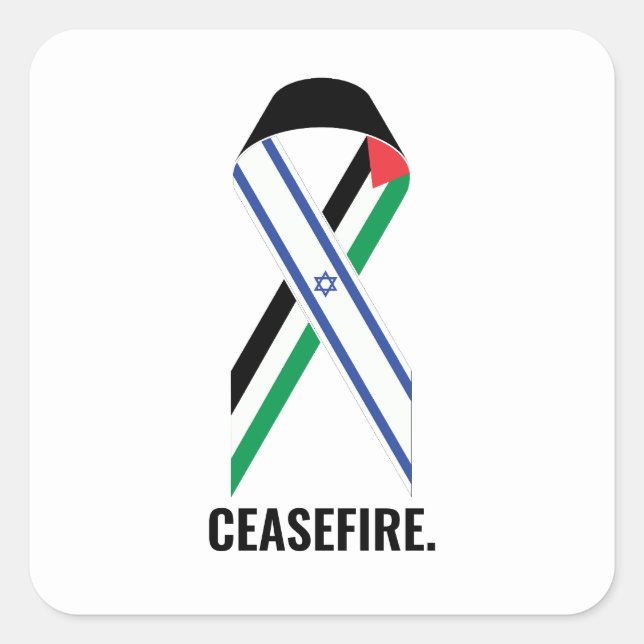 Sticker Carré Baguette blanche sur les drapeaux du cessez-le-feu (Devant)