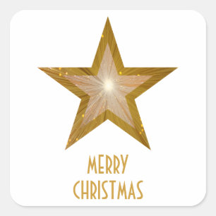 Sticker Carré Baguette carré Gold Star 'Joyeux Noël'