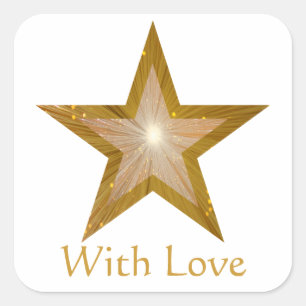 Sticker Carré Baguette carré Gold Star 'With Love'