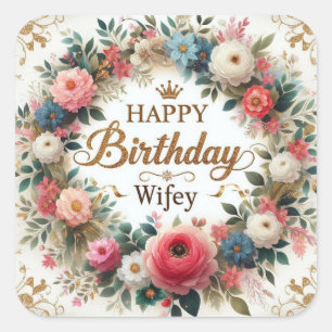Sticker Carré Baguette d'anniversaire heureuse pour femme