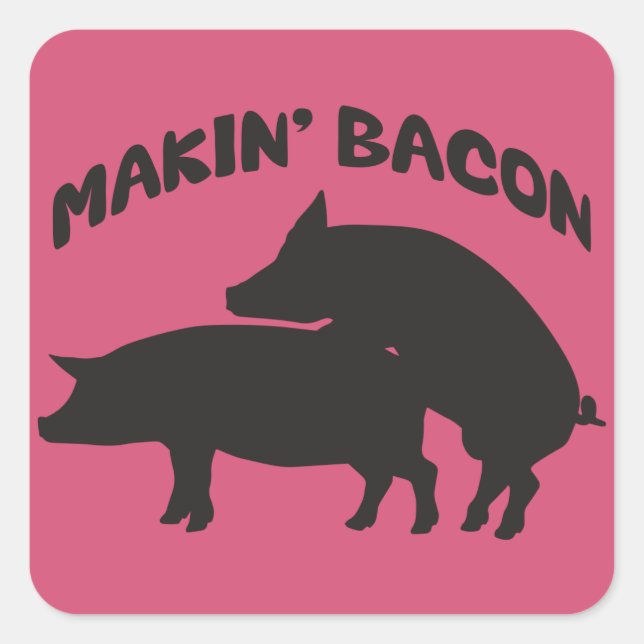 Sticker Carré Baguette de bacon de nouveauté amusante (Devant)
