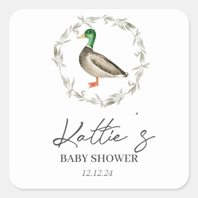 Sticker Carré Baguette de canard, salard, baby shower de canard (Devant)
