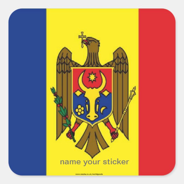 Sticker Carré Baguette de drapeau de la Moldavie (Devant)