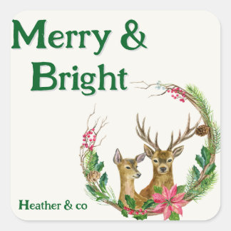 Sticker Carré Baguette de rennes joyeux et brillant