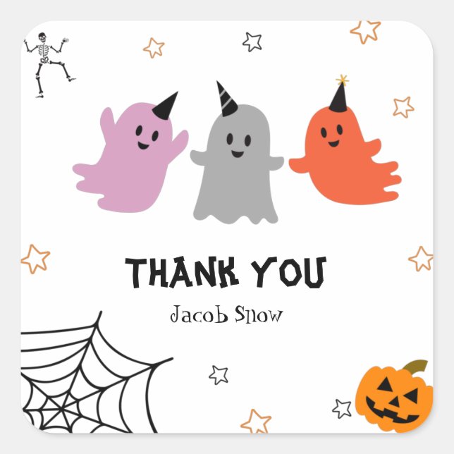 Sticker Carré Baguette du Carré de Merci Éffrayant Halloween (Devant)