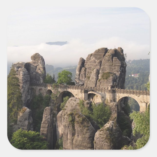Sticker Carré Baguette du Pont Bastei en Saxon Suisse (Devant)