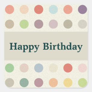 Sticker Carré Baguette Pois d'anniversaire heureuse