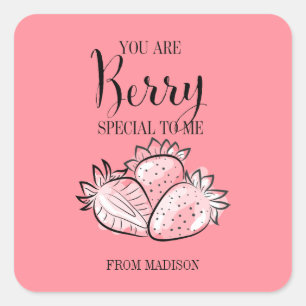 Sticker Carré Baguette spéciale Valentine Berry Fruit Funny