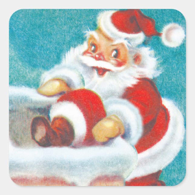 Sticker Carré Baguettes de Noël de Cute Père Noël (Devant)