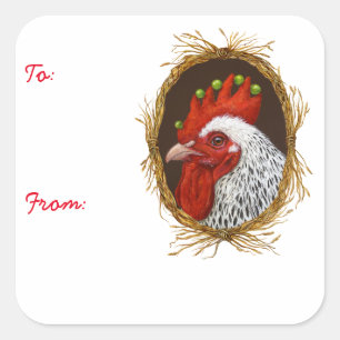 Sticker Carré Baguettes de poulet à/de pour cadeaux