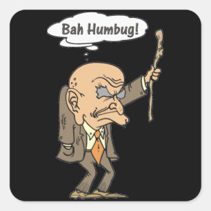 Sticker Carré Bah Humbug Old Man