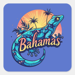 Sticker Carré Bahamas Gecko Caraïbes