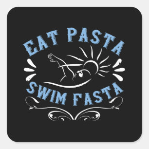 Sticker Carré Baignade - Manger Pasta nager Fasta