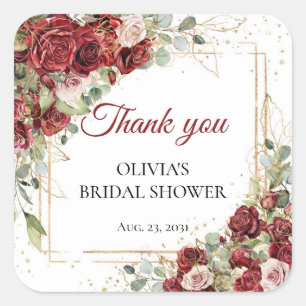 Sticker Carré Baigneoir aquarelle roses rouges et roses Shower d