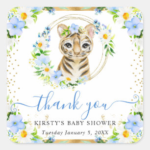 Sticker Carré Bain de bébé Fleur de jungle mignonne aquarelle Ti