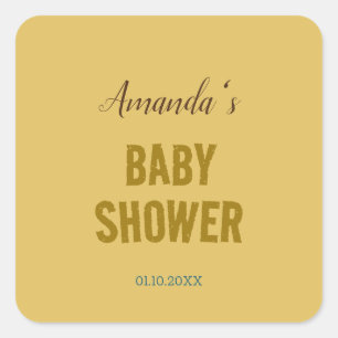 Sticker Carré Bain de bébé minimaliste moderne de couleur or