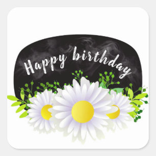 Sticker Carré Baisers blancs sur un tableau noir Joyeux annivers