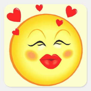 Sticker Carré Baisers Pour Vous Heureux Visage Valentine