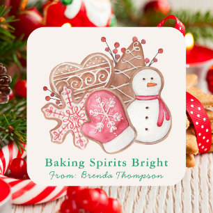 Sticker Carré Baking Spirits Bright Christmas Cookie Holiday
