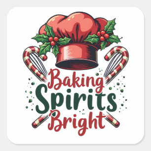Sticker Carré Baking Spirits Bright Funky Baking Chef Baker