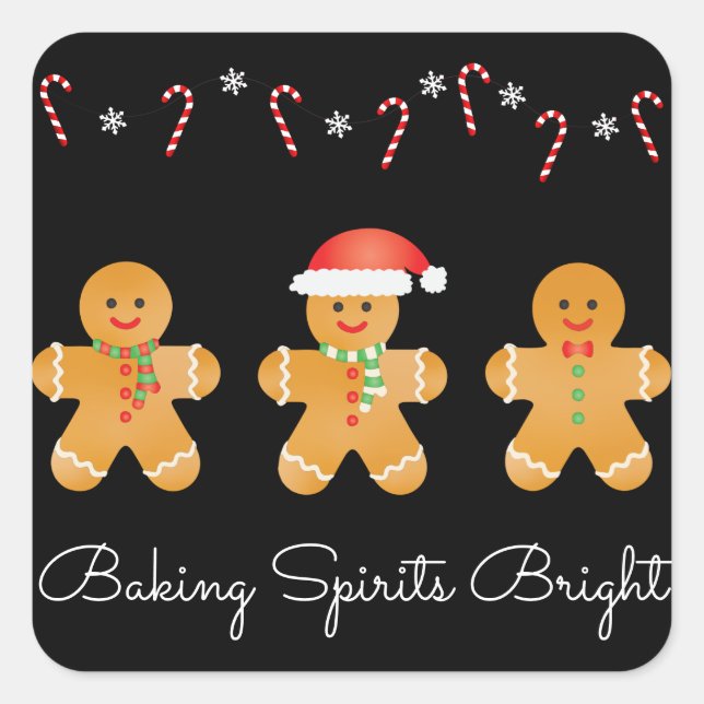 Sticker Carré Baking Spiritueux Bright Gingerbread Hommes (Devant)