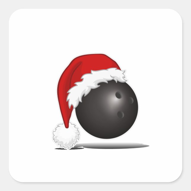 Sticker Carré Bal de bowling de Noël amusant chapeau de Santa -  (Devant)