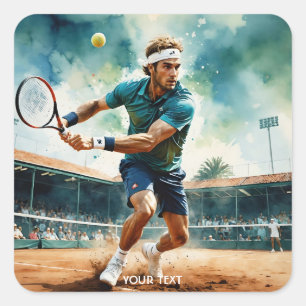 Sticker Carré Bal du joueur de tennis de Imaginaire mignon