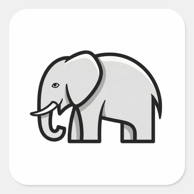 Sticker Carré Balanced Minimal Elephant Illustration (Devant)