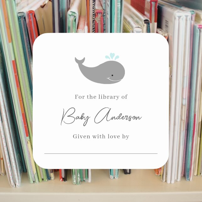 Sticker Carré Baleine baby shower (Créateur téléchargé)