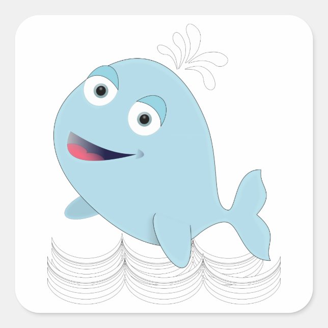 Sticker Carré Baleine bleue (Devant)