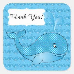 Sticker Carré Baleine Bleue Polka  Texte DO-IT-YOURSELF