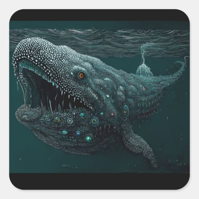 Sticker Carré Baleine spatiale (Devant)