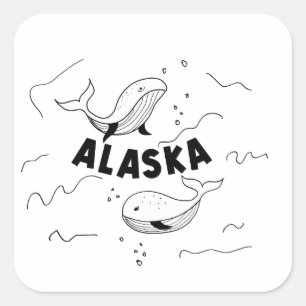 Sticker Carré Baleines d'Alaska