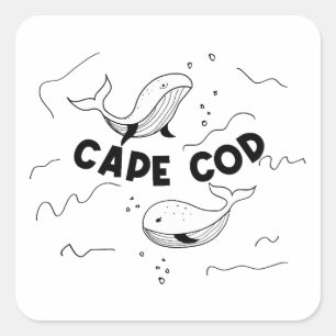 Sticker Carré Baleines de Cape Cod Massachusetts