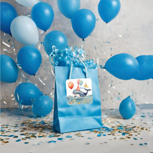 Sticker Carré Baleines faire un Merci d'anniversaire aux garçons