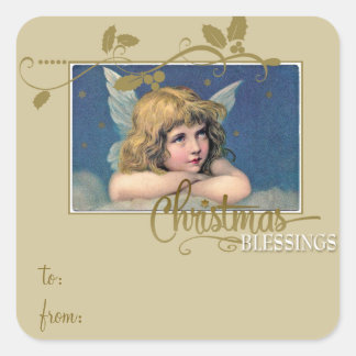 Sticker Carré Balise cadeau d'ange de Noël à/de