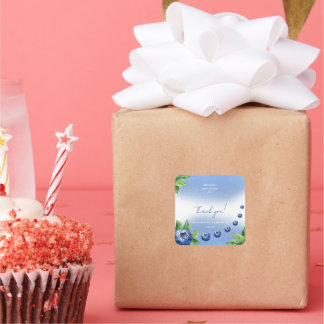 Sticker Carré Balise cadeau de Baby shower de bleuet Merci