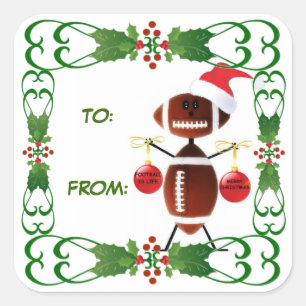 Sticker Carré Balise cadeau de football de Noël
