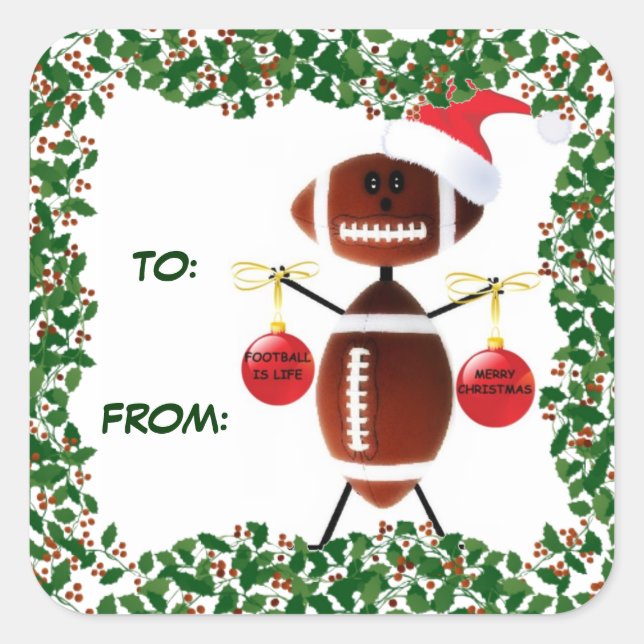 Sticker Carré Balise cadeau de football Holly Christmas (Devant)